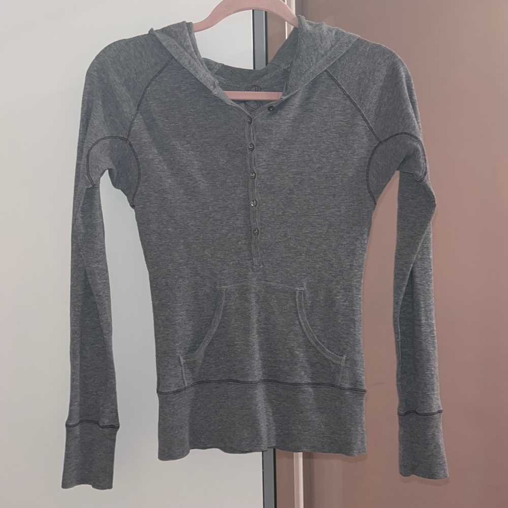 Aritzia TNA Grey Half-Button Hoodie